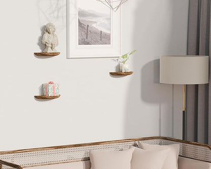 Solid Wood Half Round Rustic Floating Shelves, Natural Wood Wall Shelves, Elevate Your Space. Perfect for Living Rooms, Bathrooms, Bedrooms, Offices, Children's Rooms,Pictures Plants Books
