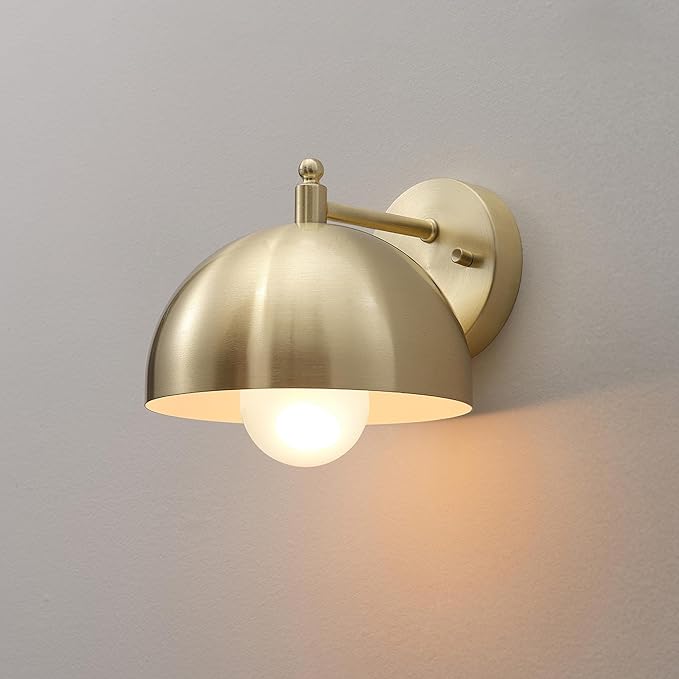 Globe Electric 65000048 1-Light Wall Sconce, Brushed Brass, Wall Lights for Living Room, Bedroom, Den, Mounted Bedside Lamp, Apartment Essentials, Dimmable, Lights for Apartment and Rentals