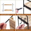 2-Tier Coffee Station Organizer for Countertop, Wooden Coffee Bar Organizer with 2 Cup Hooks, Countertop Storage for Bathroom, Kitchen, Holiday Decorations