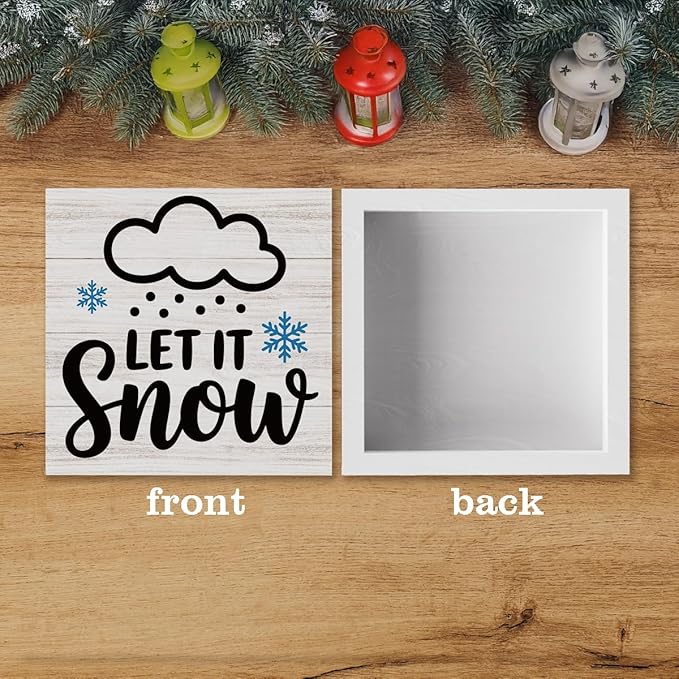 Christmas Decor Christmas Sign Decorations for Home Let It Snow Sign for Home Office Desk Table Cubicle Shelf Xmas Desk Accessories 5 x 5 inch