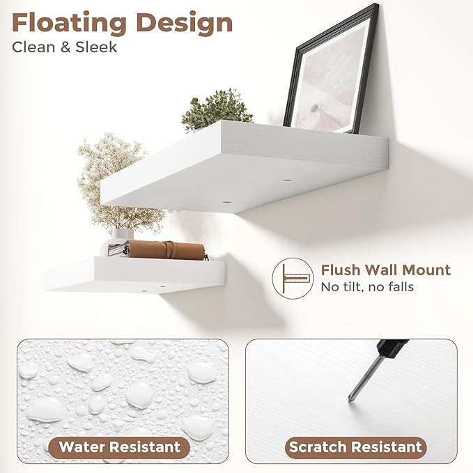 24 Inch Floating Shelves for Wall Set of 2, 12