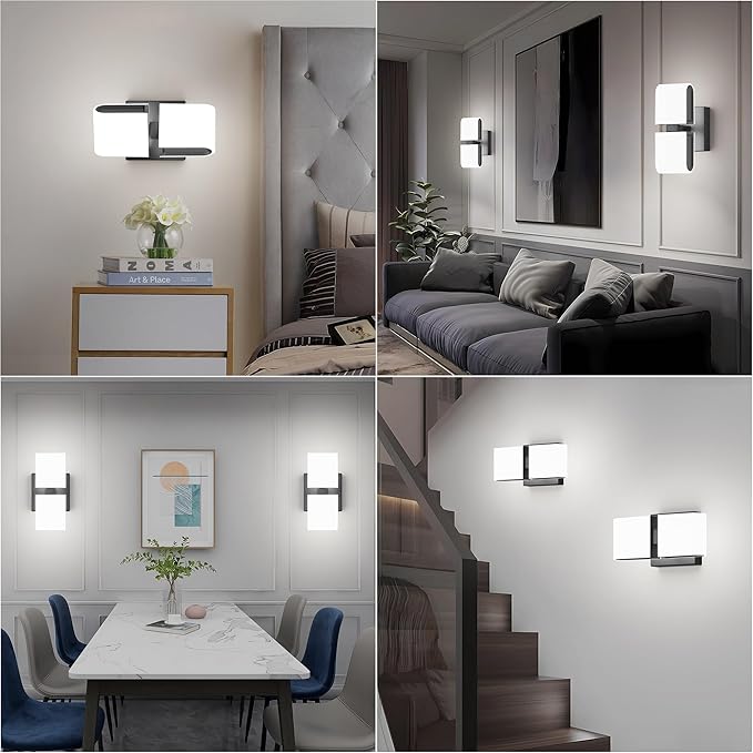 Aipsun Black Wall Sconces Hardwired Modern LED Sconces Wall Lighting Indoor Wall Sconce for Living Room Hallway 6000K White Light