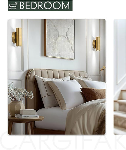 2-Light Wall Light, Brass Gold Wall Sconce, Indoor Up and Down Wall Lamp for Bedroom Bathroom Stair Entryway (2 Pack), WL4830-2W-BB-2PK