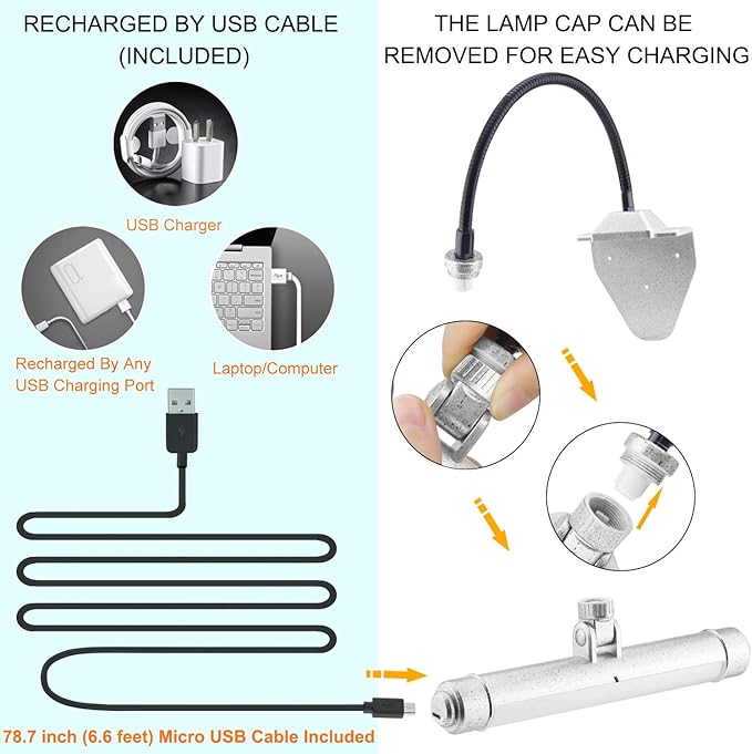 BIGMONAT USB Rechargeable Picture Light Wireless Led Art Light with Remote Control,Rotatable Painting Light Head of 3 Lighting Modes Dimmable Display Lamp for Frame Portrait Artwork Trophy
