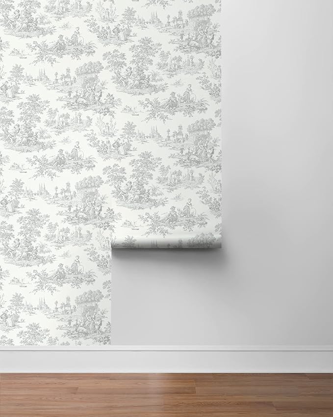 NextWall Chateau Toile Peel and Stick Wallpaper (Argos Grey)