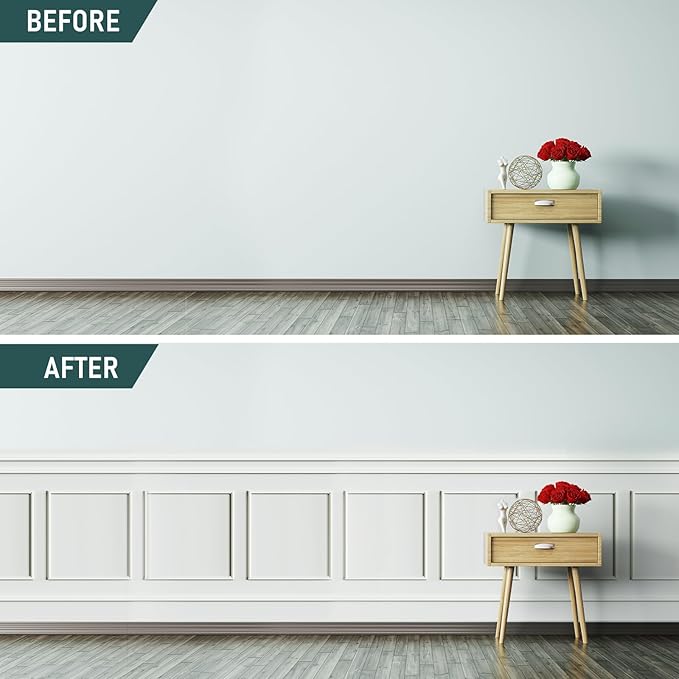 Melkus Peel and Stick Wall Molding Kit, 3 Sets 20" x 20"Precut Wainscoting Panels, Self Adhesive Molding Trims for Interior Wall Décor