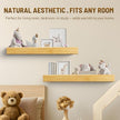 32 Inch Picture Ledge Shelf with Lip,Floating Shelves for Wall, Set of 2 Solid Pine Wood Shelves with Invisible Brackets, Wall Storage for Living Room, Bedroom, Kitchen, Bathroom(Nature Wood)