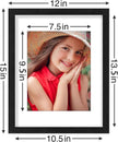 Vittanly 11x14 Picture Frames Set of 9, Display 8x10 Pictures with Mat or 11x14 without Mat, Photo Frames for Wall or Tabletop with Plexiglass, Engineered Wood, Black&Brown&Grey