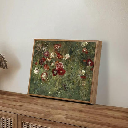 OIQArtOIQ Vintage Landscape Canvas Wall Art Framed Natural Scenery Painting Artwork Prints France Country Wilderness Farmhouse Decor Pictures Kitchen Bedroom Living Room Bathroom