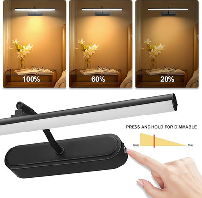 Picture Light,3AA Battery Wall Lights,Wireless Art Lights for Paintings,Remote Control Accent Light with Timer and Dimmable for Frame,Portrait,Mirror-Black