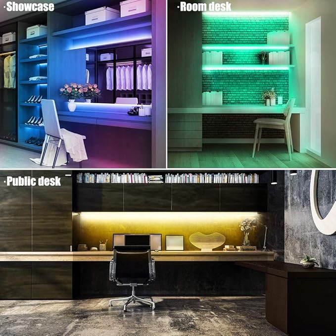 Dimmable Under Cabinet Lighting, RGB LED Light Bar, Inline Control Lamp, Multicolor Under Counter Lights for Desk, Room, Cupboard, Hallway, Shelf, Closet (12 Inch)