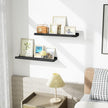 Love-KANKEI Floating Shelves Wall Mounted Set of 2, 24 Inch Wood Storage Wall Shelves for Bedroom Living Room Bathroom Kitchen Office and More Black