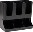 Mind Reader Cup and Condiment Station, Countertop Coffee Bar Organizer with 6 Compartments, Storage Caddy for Cups Lids and Packets, Plastic, Black