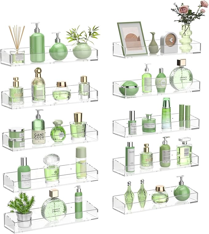 10PCS Acrylic Floating Shelves for Wall, 15