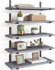 Fixwal Floating Shelves Set of 5, Width 4.7 Inches Wall Shelves, Rustic Wood Wall Storage Shelves for Bedroom, Living Room, Kitchen, Bathroom (Grey)