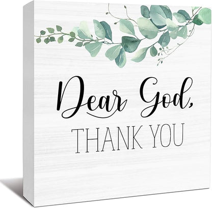 Farmhouse Decor, Christian God Home Decorations, Aesthetic Entry Way Table Shelf Wood Box Decor, Living Room Table Accessories, Boho Office Decorations For Work (05)