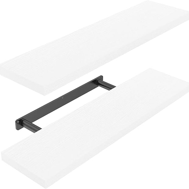 AMADA HOMEFURNISHING Floating Shelves Wall Mounted, 24 x 7 Inch Wall Shelves for Bathroom, Bedroom, Living Room, White Shelves Set of 2