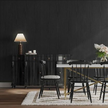 Abyssaly Black Wood Peel and Stick Paper 11.8" X 197" Decorative Self-Adhesive Contact Paper Film for Furniture Surfaces Easy to Clean Thickening Upgrade Increase Stomata and Reduces Bubble Generation