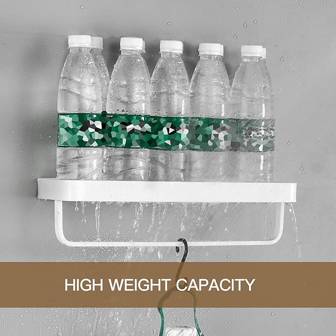 VOLPONE Bathroom Shelves Wall Mounted 2 Tier Glass Floating Shelf - Tempered Glass Wall Organizer (White)