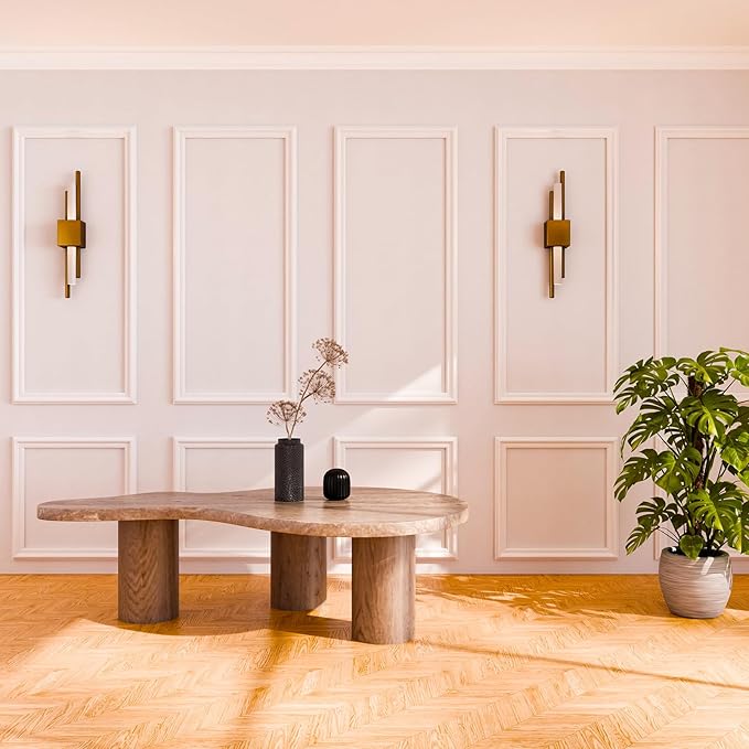 3 Sets Peel and Stick Pre-Cut Wall Molding Kit Wainscot Wall Panel Premade Wainscoting Panels for Interior Molded Home Moulding Decoration(Fashion)
