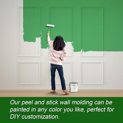 Yuzzy 2 Set Peel and Stick Wall Molding Trim Kit, 16" x20" Premade Wainscoting Panels, Self Adhesive Moulding Panel for Interior Walls Picture Frame