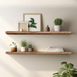 Floating Shelves 36 Inches Long, Set of 2 Solid Rustic Wood Wall Mounted Shelves, Wall Picture Ledge Shelf with Invisible Metal Brackets for Living Room, Bedroom, Bathroom, Carbonized Black