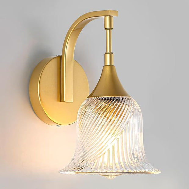 1-Light Gold Wall Sconce,Bathroom Sconces Brass Modern Wall Light Fixture with Clear Glass Shade,Indoor Wall Lamp for Living Room Bedroom Bathroom Hallway(E26)