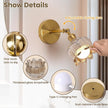 Vintage Battery Operated Wall Sconces - 5000mAh Rechargeable Dimmable Lights with Remote Control - Set of 2 Cognac Flower Glass Cordless Mounted Lighting - Wireless Powered Light Sconce for Bedroom