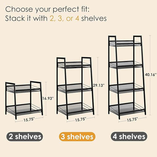 Masupu 3 Tier Bathroom Shelf, Bathroom Organizer and Storage for Small Space, Free-Standing Metal Rack Shelves Waterproof for Kitchen, Bathroom, Laundry, Toilet, Black