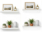 Acrylic Floating Shelves, Adhesive Wall Mount Command Shelves for Bathroom, Kitchen, Dorm - Renter-Friendly Easy Install Wall Shelves for Home Decor and Organization (Glossy White-4 Pack)