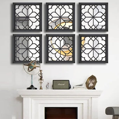 Wocred 2 PCS Square Wall Mirror,Gorgeous Rustic Farmhouse Accent Mirror,Black Entry Mirror for Bathroom Renovation,Bedrooms,Living Rooms and More(12”x12”)
