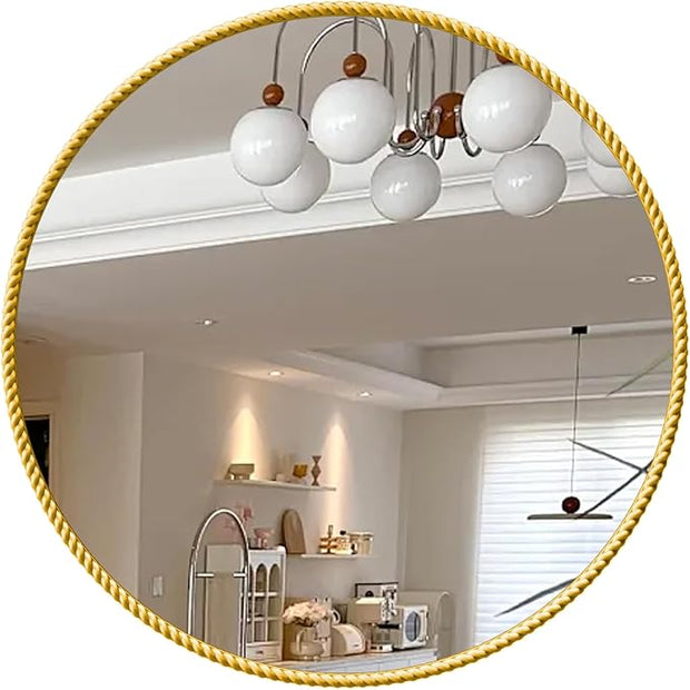 PROHOMEWARE Gold Round Bathroom Mirrors, 20 inch Circle Wall Mounted Hanging Mirror for Entryway, Living Room, Hallway, Bathroom, Bedroom