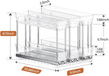 Pull Out Spice Rack Organizer for Cabinet, Slide Out Spice Racks Organizer, Easy to Install Spice Cabinet Organizers, 2.3''Wx10.66''Dx8.11''H, 3 Packs-2 Tiers(Clear)