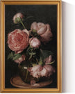 HUARCEY Framed Canvas Wall Art Prints, Bathroom Shelf Vintage Decor Aesthetic, Peony Floral Paintings Farmhouse Wall Decor, Retro Table Desk Decoration for Bedroom Living Room, 16x24Inch