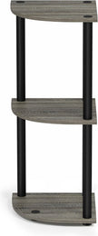 Furinno TURN-N-TUBE Corner Shelf, 3-Tier Corner Bookshelf, Display Storage Shelves with Open Shelves, for Organization and Storage, Living Room, Home Office, Garage, French Oak