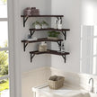 Corner Floating Shelves Wall Mounted Set of 4, Rustic Wood Storage Display Wall Shelves for Home Decor, Bathroom, Kitchen, Bedroom, Living Room, Office (Brown)