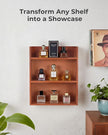 3-Tier Trinket Display Shelf for Wall or Countertop, Small Vintage Wooden Shelf for Collectibles, Perfume & Crystal Storage, Brown