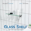 KOKOSIRI Bathroom Shelves Wall Mounted Floating Glass Shelf Polished Stainless Steel 16-Inch Hanging Rack for Storage/Room Decor 2 Pack B1105CH-L16-P2