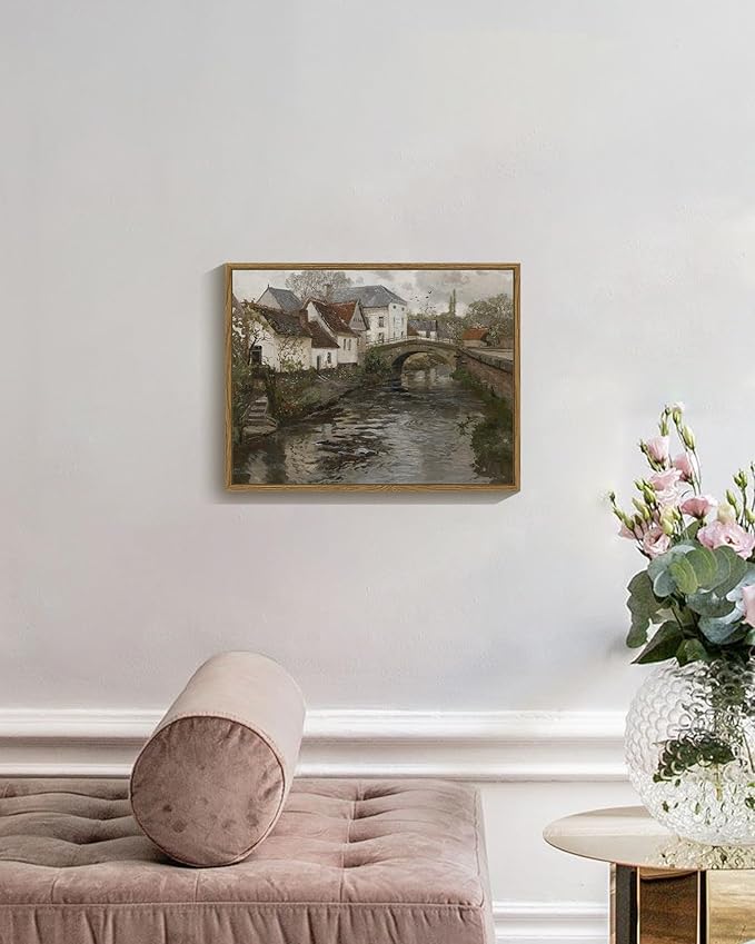SHENIFY Vintage Town Framed Canvas Wall Art French Classic Wall Prints Modern Farmhouse Bathroom Kitchens Office Decor - 11