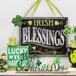 MEETYAMOR St Patricks Day Decorations, Wood Metal Happy St Patricks Day Sign for Table Decor, Farmhouse Rustic St Patricks Day Decorations for The Home, Kitchen, Mantle, Shelf