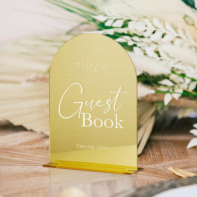 Set of 2 Gold Acrylic Wedding Signs, 5