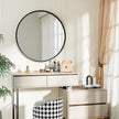 PROHOMEWARE Black Round Bathroom Mirrors, 28 inch Circle Wall Mounted Hanging Mirror for Entryway, Living Room, Hallway, Bathroom, Bedroom