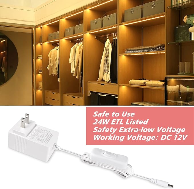 WOBANE LED Shelf Light, LED Closet Light Kit, 4PCS 20inch Pre-Cut Strip Bars, Designed for Shelves,Display Case, Bookshelf, in Cabinet Lighting, 2700K Warm White