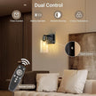 Kimjo Battery Operated Wall Sconce Set of 2 with Remote, Rechargeable Wireless Wall Lights with Dimmable Bulb and Glass Shade, Wall Decor for Bedroom Bathroom Hallway