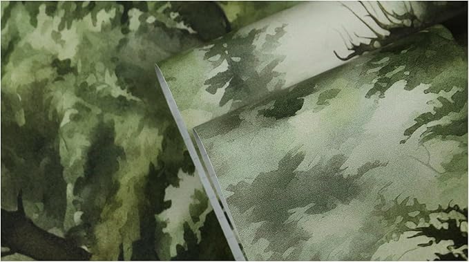 HAOKHOME Forest Peel and Stick Wallpaper Tree Wall Paper Wood Removable for Bedroom Green Contact Paper 17.3in x 6.6ft