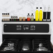 30 Inch Silicone Stove Top Shelf Magnetic for Kitchen, Strong Magnetic Heat Resistant Spice Rack Organizer for Over Stove Oven (Black)