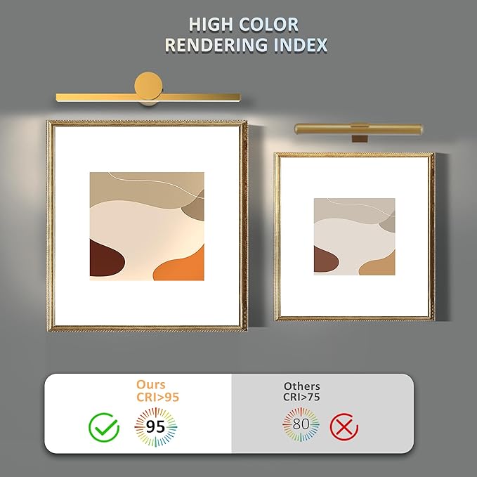 ZitoStory Battery Operated Picture Light for Wall with Remote,Minimalism Wireless Dimmable Art Lights for Paintings Rechargeable Gallery Light Artwork Lighting for Canvas, Portrait (Gold,23'' Inch)