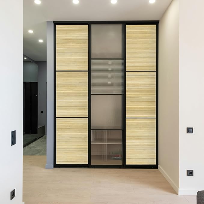 Art3d Natural Bamboo Wall Panel for Interior Wall Decor, Renewable Pole Wrap Wainscoting Paneling for Wall Ceiling Furniture Cabinet Office, 12 x 96 Inch, 2-Pack - Raw