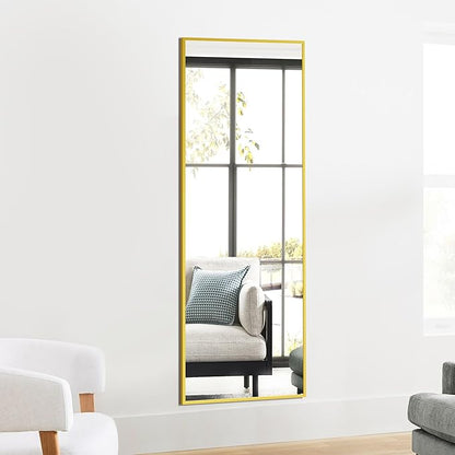 Standing Mirror Full Length Mirror,15" x 56" Large Floor Mirror with Aluminium Frame for Door Bedroom Bathroom Living Room(Gold)