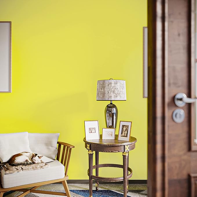 VEELIKE 15.7''x118'' Matte Lemon Yellow Peel and Stick Wallpaper Solid Yellow Contact Paper Waterproof Self Adhesive Removable Decorative Vinyl Film for Bedroom Bathroom Kitchen Cabinets Walls Drawers